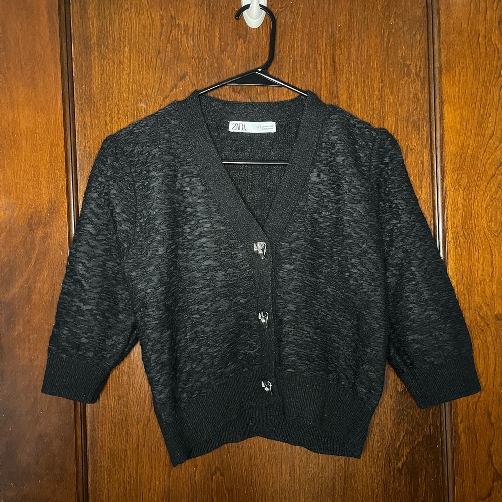 Zara Short Sleeve Woven Cardigan Size Medium
